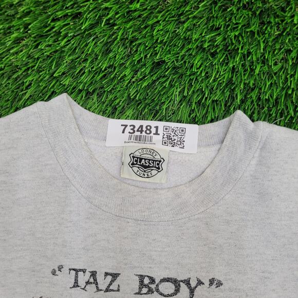 Vintage Looney-Tunes Taz Sweatshirt L/XL 23x22 Cropped - Picture 3 of 16